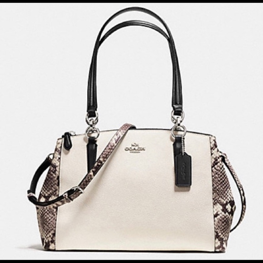 NWOT Coach Christie Carryall Creme/Black Leather